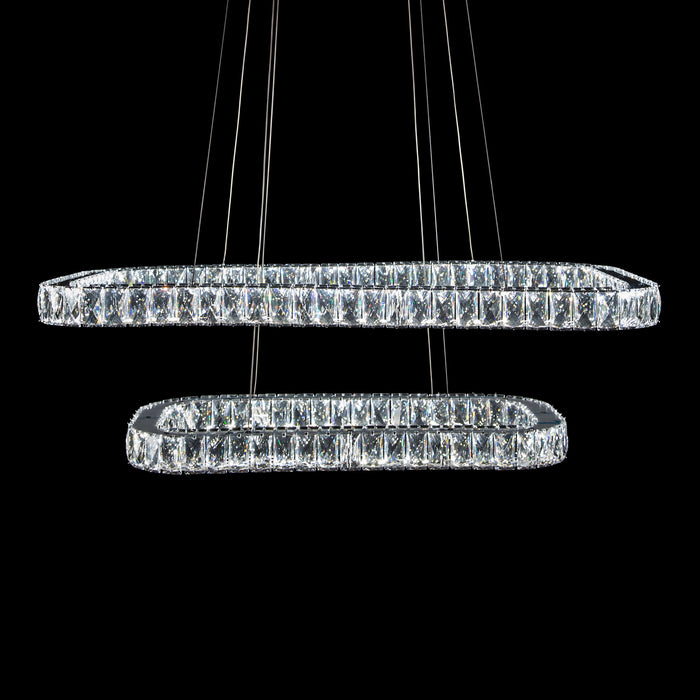 Michael Amini Lighting - Enterprise Modern Rectangular Crystal Chandelier - Chrome Michael Amini