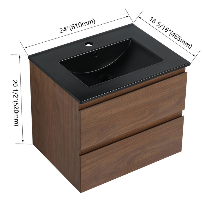 Wall Mounted Bathroom Vanity With Sink, 2 Soft Close Drawers Home Essentials