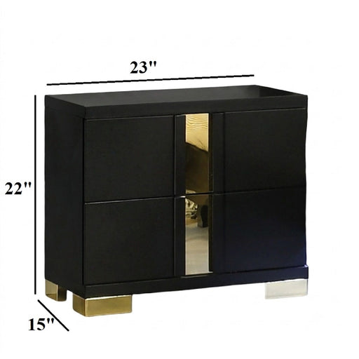 Contemporary Nightstand With 2 Drawer Storage - Black Home Essentials