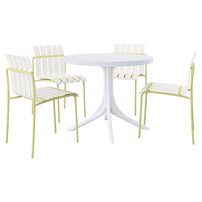 4 Piece Set Of Modern Color Block Designed Single Chairs With Round Table Home Essentials