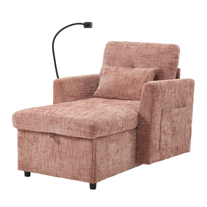 Multifunctional Chenille Recliner Sofa With Storage And Phone Bracket
