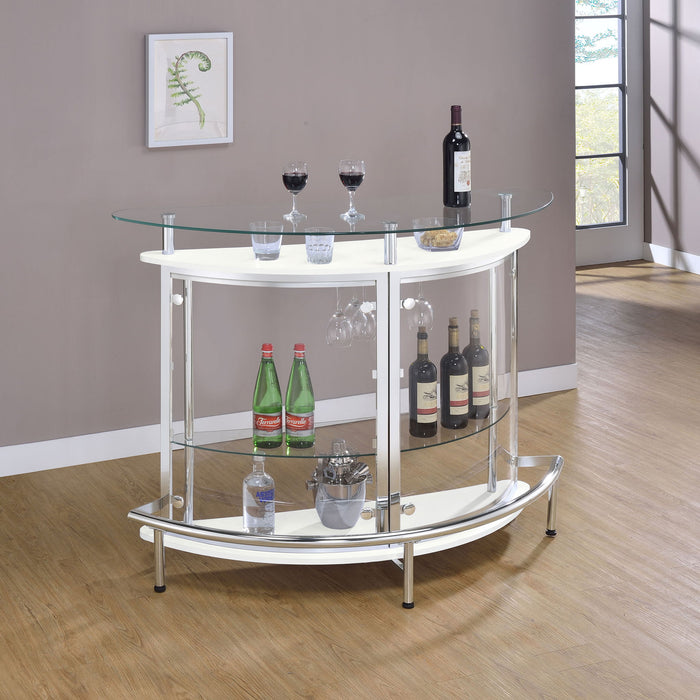 Strick - Freestanding Glass Top Home Bar Wine Cabinet - White Furniture Max