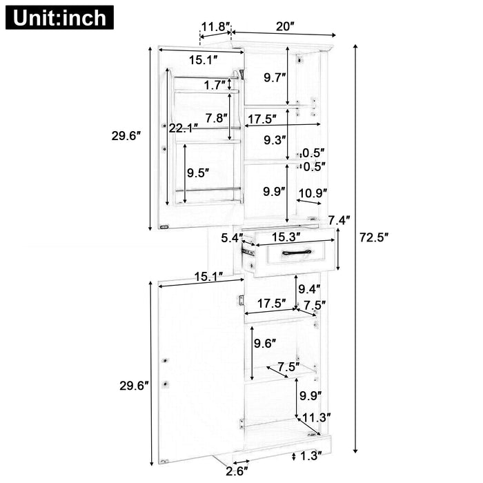 Tall Freestanding Bathroom Storage Cabinet With 2 Doors And Adjustable Shelves Hearth and Haven