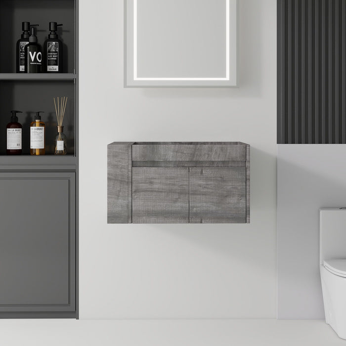 Floating Bathroom Vanity Cabinet, Soft Close Double Drawers, Open Side Storage, Wall Mounted, Cabinet Only Home Essentials