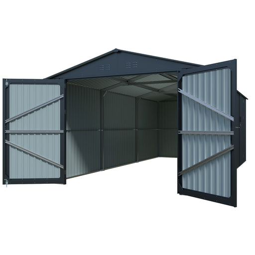 Outdoor Storage Shed, Garden Shed Backyard Utility Tool House Building With 2 Doors And 4 Vents For Car, Truck, Bike, Garbage Can, Tool, Lawnmower Daily Nest
