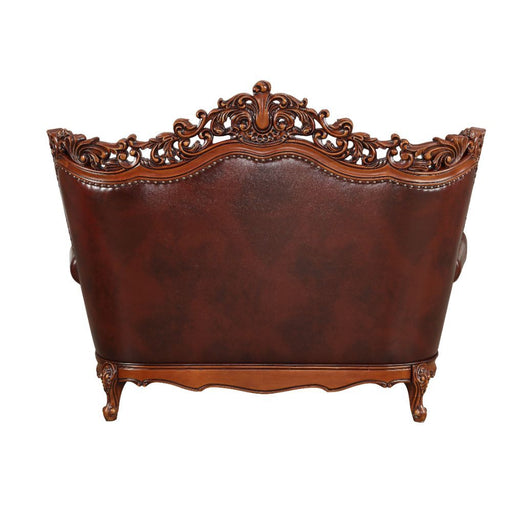 Eustoma - Loveseat - Cherry Top Grain Leather Match & Walnut ACME
