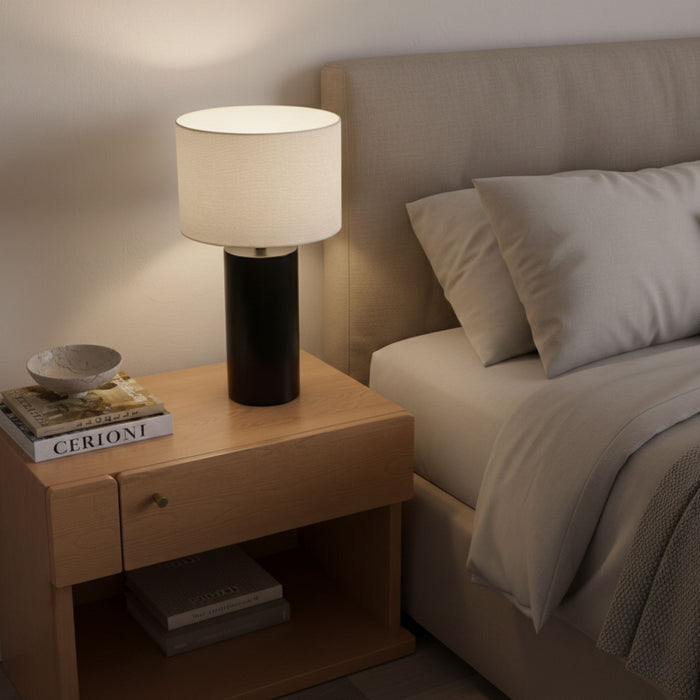 Aura - Table Lamp With On / Off Switch Block Base - Black / White Ashcroft Furniture