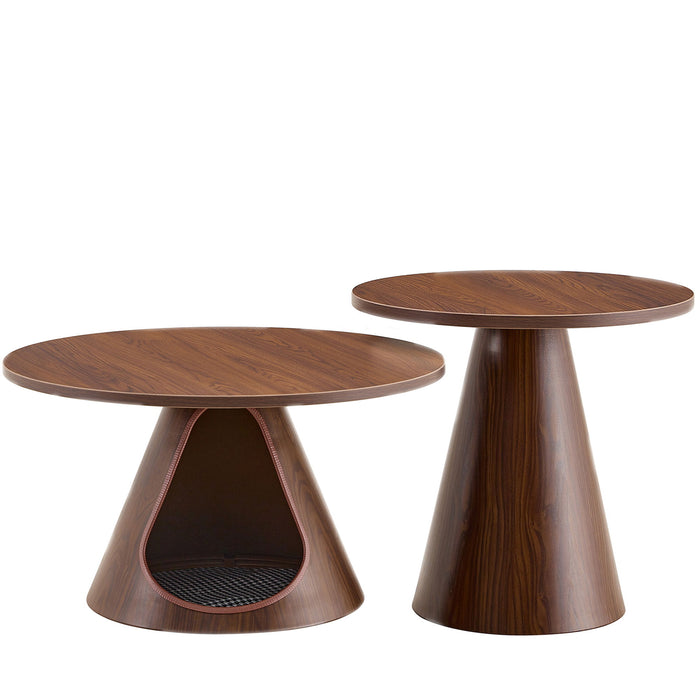 Nesting Coffee Table With Integrated Cat Cave Bed (Set of 2) - Walnut Home Essentials
