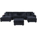 6 Piece Modular U Sectional Sofa Set With USB Cup Holder, Low Leg - Black Home Essentials