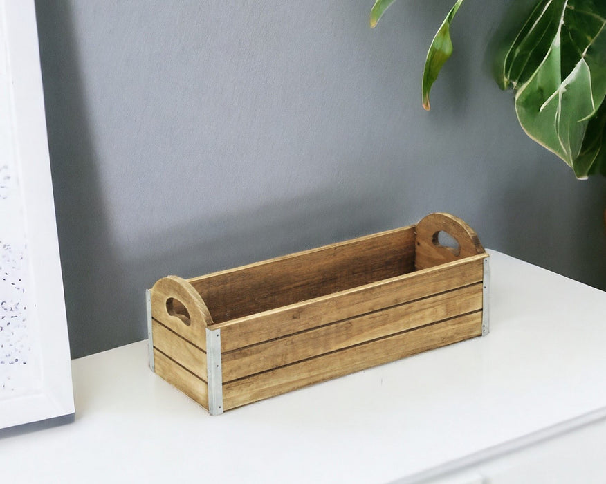 Rectangular Wooden Box Planter - Dark Brown