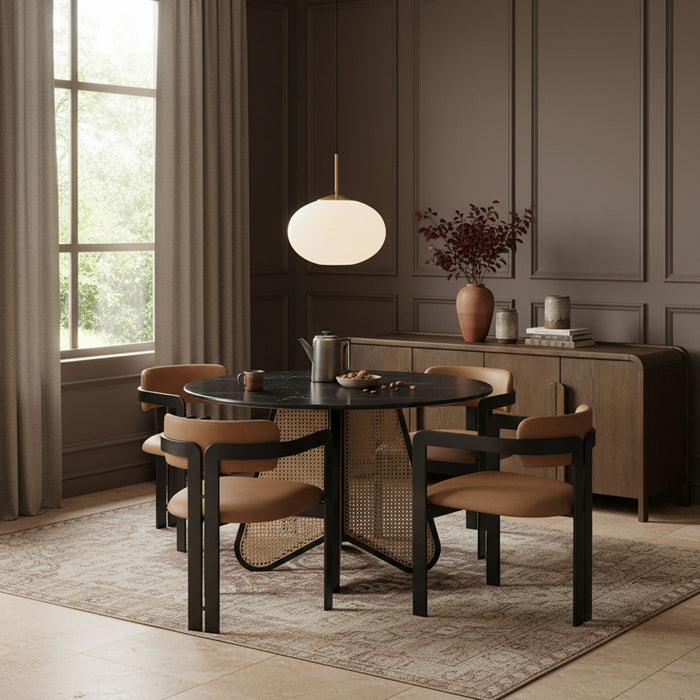 Aurum - Vegan Leather Upholstered Dining Chair With Graphite Black Base (Set of 2) Meridian Furniture