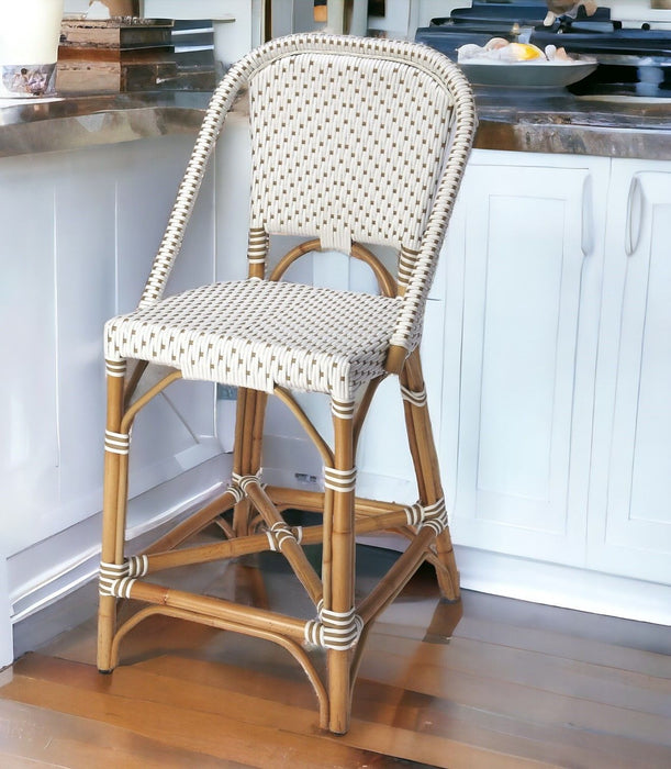 Rattan Bar Chair - White / Natural