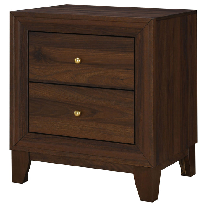 Anza - 2 Drawer Nightstand Bedside Table With Smooth Storage - Walnut