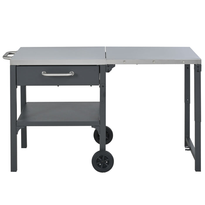 Foldable Outdoor Kitchen Cart With Storage For Patio Hearth and Haven