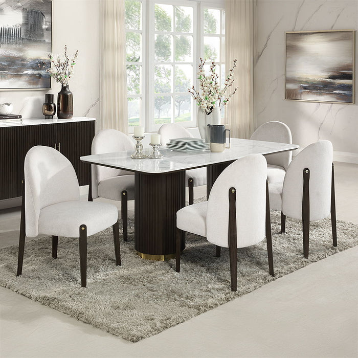 Clayten - Dining Table With Marble Top - White Natural Marble Top & Espresso ACME