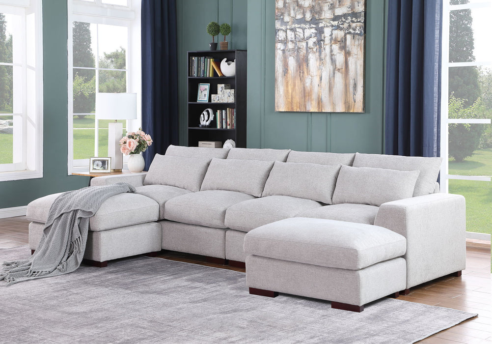 Tatman - Linen Blend Sectional With 2 Ottomans Cynthia's Furniture