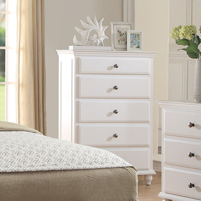1 Piece Chest 5 Drawers Knob Handles Bedroom Furniture - White Home Essentials