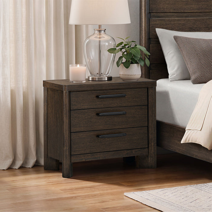 3 Drawer Nightstand With USB - Dark Oak Emerald Home