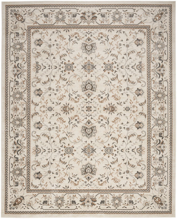 9' x 12' Floral Distressed Area Rug - Cream