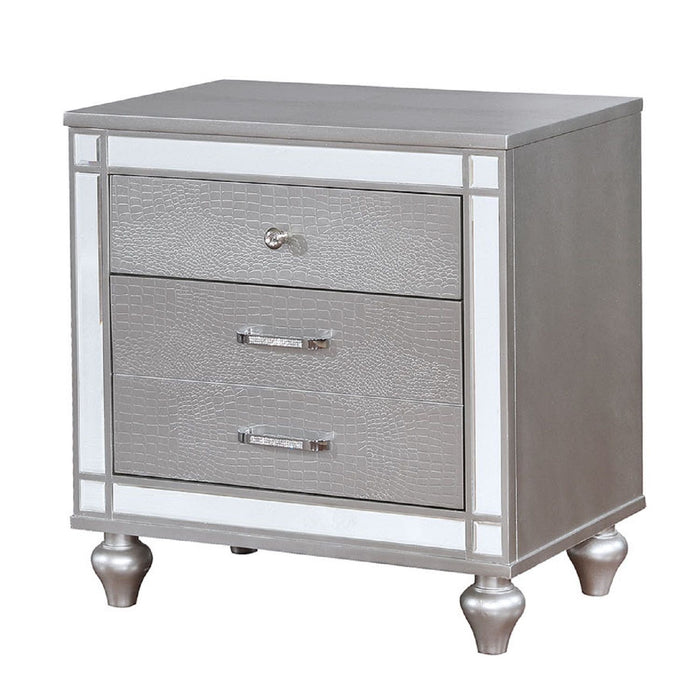 Contemporary Nightstand With Crocodile Textured Trim Home Essentials