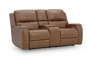 5Z-Syran - Power Reclining Loveseat With Console / Adjustable Headrest - Caramel Signature Design by Ashley®