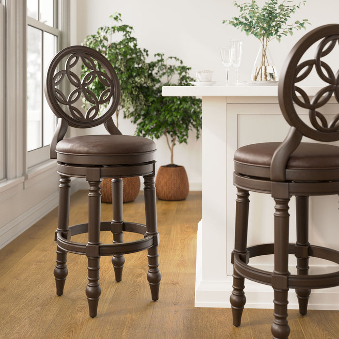 Stool With Back And Swivel Upholstered Seat Home Essentials