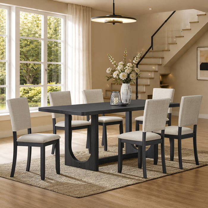 Dining Table Set, Rectangular Kitchen Table With Upholstered Chairs Home Essentials