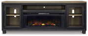 Foyland - 83" TV Stand With Electric Infrared Fireplace Insert - Black / Brown Signature Design by Ashley®