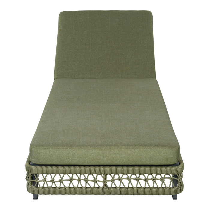 Outdoor Chaise Lounge With Wheels, 5 Position Adjustable Backrest Noble House