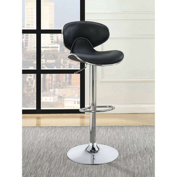 Bar Stool With Curved Design, Height Adjustable & Swivel Base (Set of 2) - Black Furniture Max