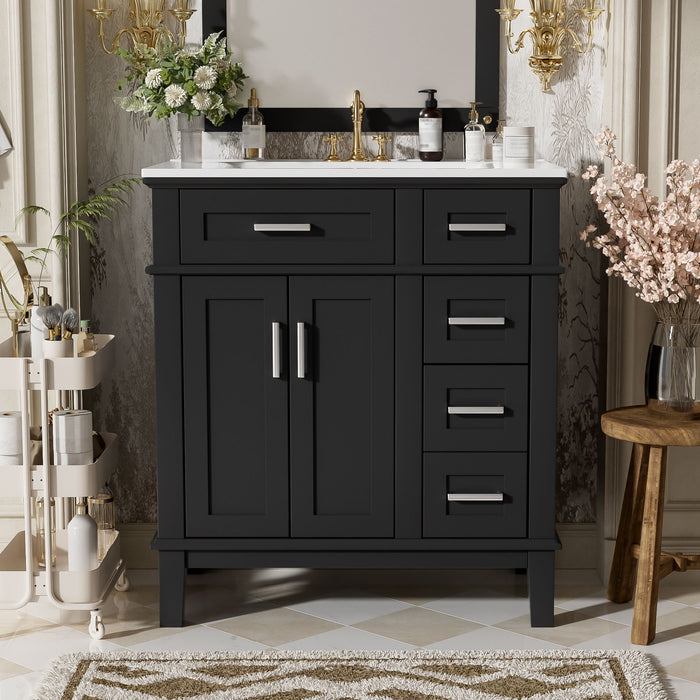 Modern Bathroom Vanity With Sink, Storage Cabinet, Soft Close Doors, Deep & Standard Drawers Hearth and Haven