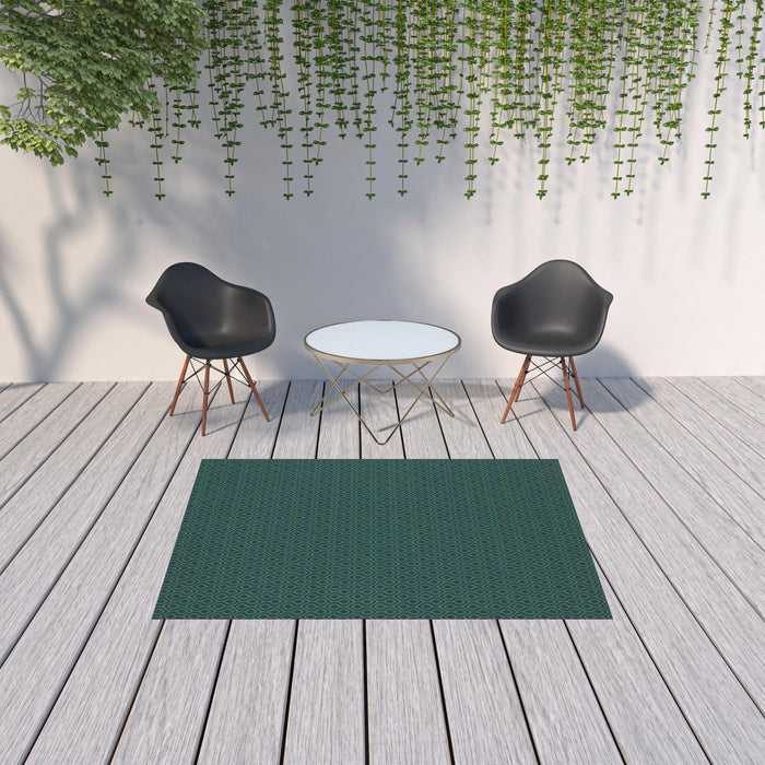 5' X 8' Geometric Stain Resistant Indoor / Outdoor Area Rug - Blue / Green