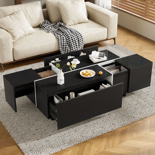 Extendable Coffee Table With 2 Hidden Storage Space And 2 Drawers For Living Room Hearth and Haven