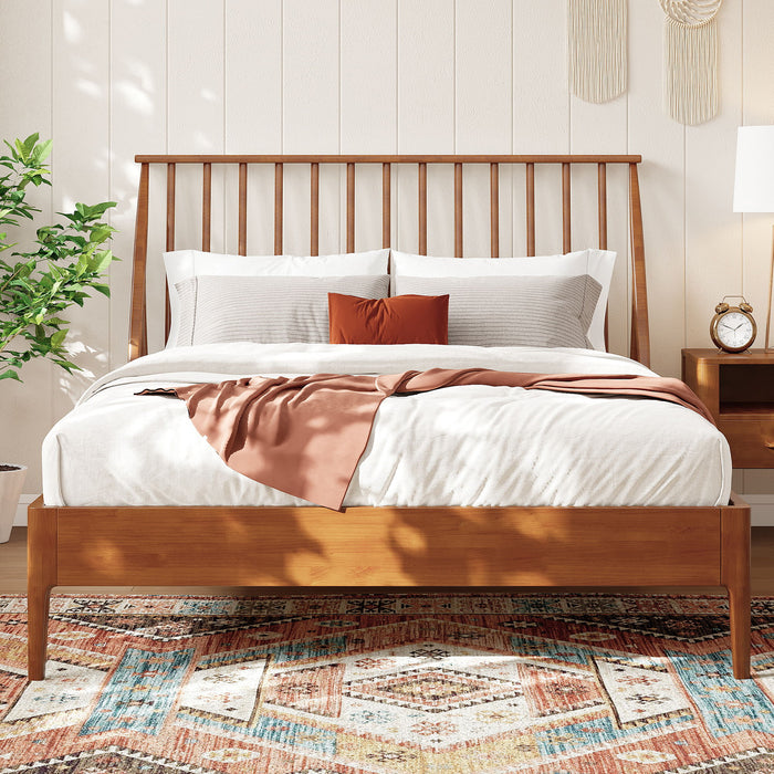 Bohemian Platform Bed With Tall Headboard Hearth and Haven