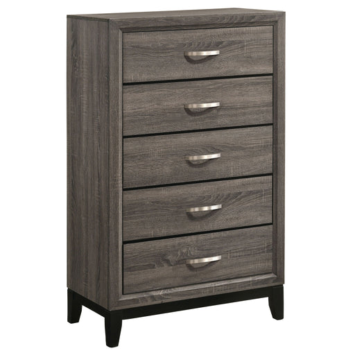 Gregory - 5 Drawer Chest - Smoke Gray Furniture Max