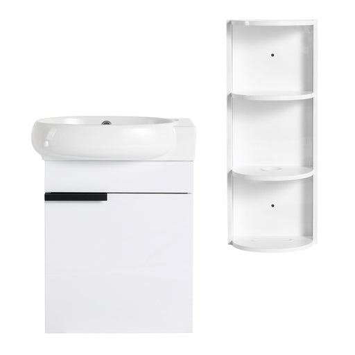 Wall Mounted Bathroom Vanity With Sink And Storage Rack, Soft Close Doors Home Essentials