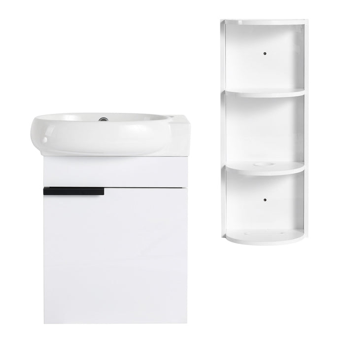 Wall Mounted Bathroom Vanity With Sink And Storage Rack, Soft Close Doors Home Essentials