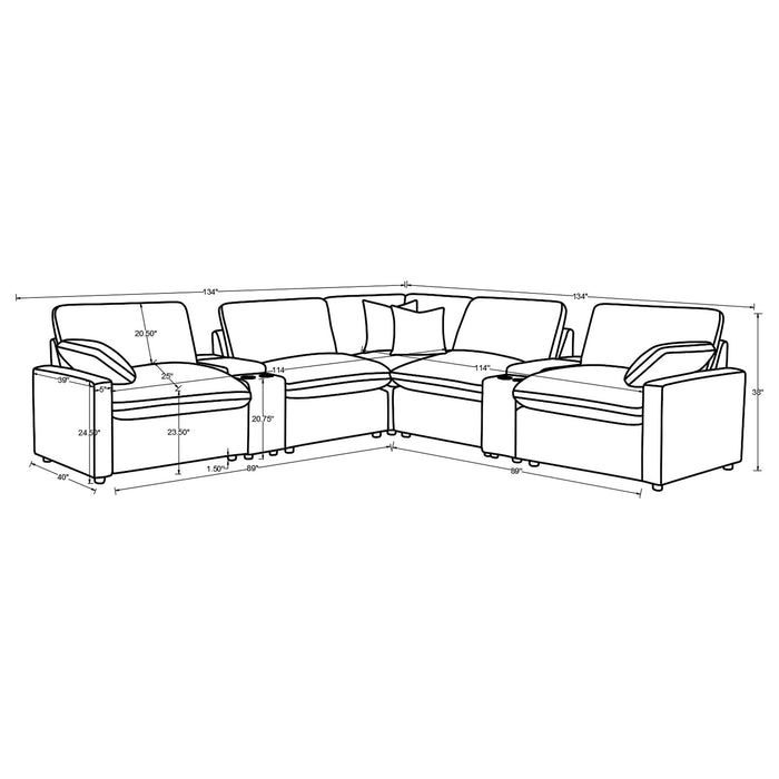 Modular Power Reclining With Lift Top Consoles, 7 Piece Configuration - Dark Gray Furniture Max