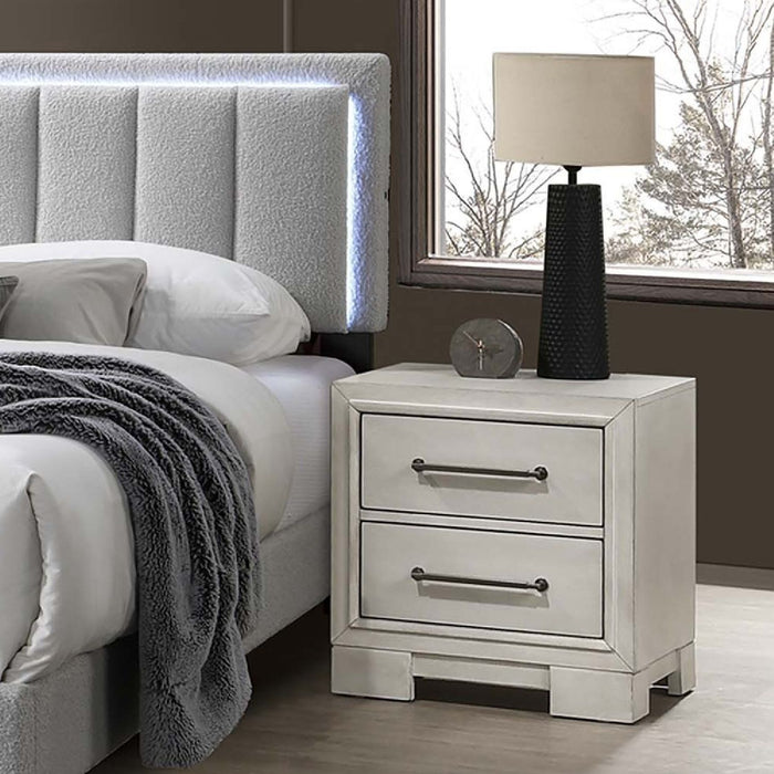 Nightstand With Square Legs And Sleek Handles - Antique White Home Essentials