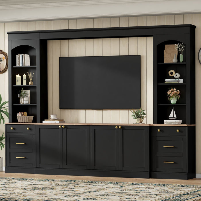 Arched Entertainment Center Wall Unit With Bookshelf, Retro Large TV Stand Hearth and Haven