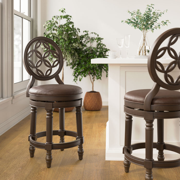Stool With Back And Swivel Upholstered Seat Home Essentials