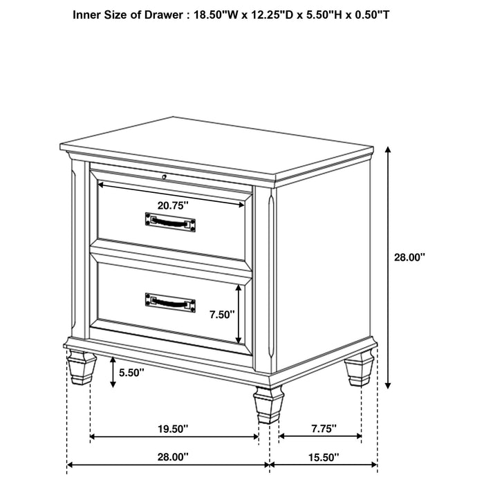 Lockeford - 2 Drawer Nightstand With Pull Out Tray - White Furniture Max