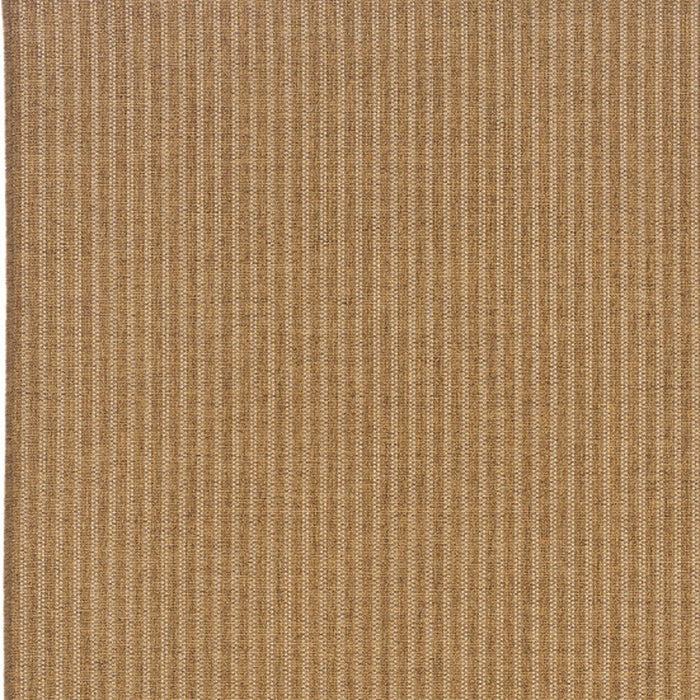 8' X 11' Striped Stain Resistant Indoor Outdoor Area Rug - Tan