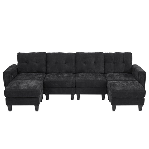 Modular Sectional Sofa With Movable Ottomans, USB Ports & Side Tables Hearth and Haven