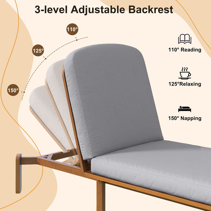 Outdoor Chaise Lounge With Adjustable Backrest Hearth and Haven
