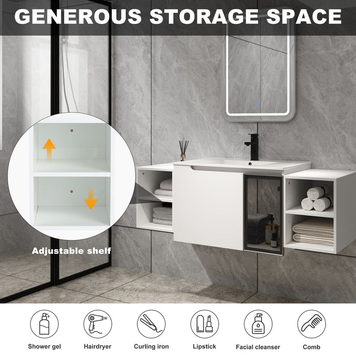 Wall Mounted Bathroom Vanity With Sink, Cabinet & Half Door Home Essentials