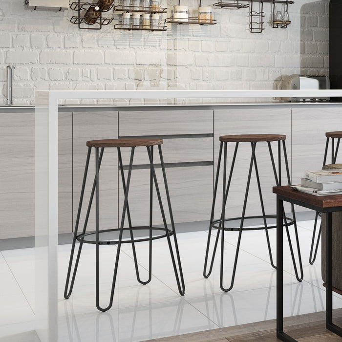 Simeon - Multifunctional Metal Stool With Wood Seat Simpli-Home