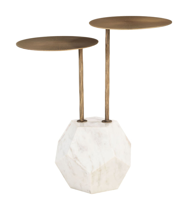 Anten - Side Table - Brass & White Zuo Modern