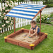 Kids Sandbox With Cover, Sand Box With Adjustable Canopy, Large Outdoor Cedar Sandpit For Backyard Play - Reddish Brown Daily Nest