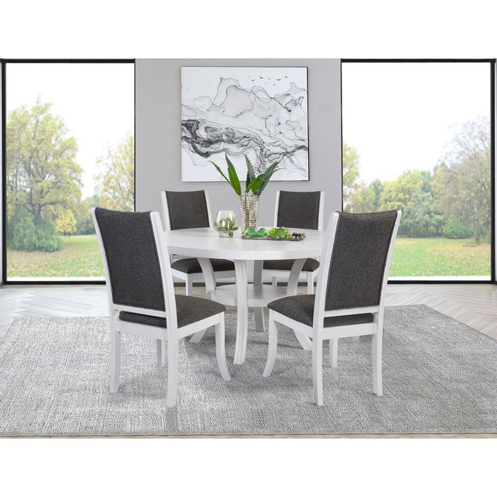 Tyler Pearl - 5 Piece Round Dining Table Set - White